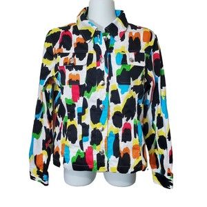 Erin London Shirt Jacket XS Colorful Long Sleeve Button Up Blazer Art to Wear